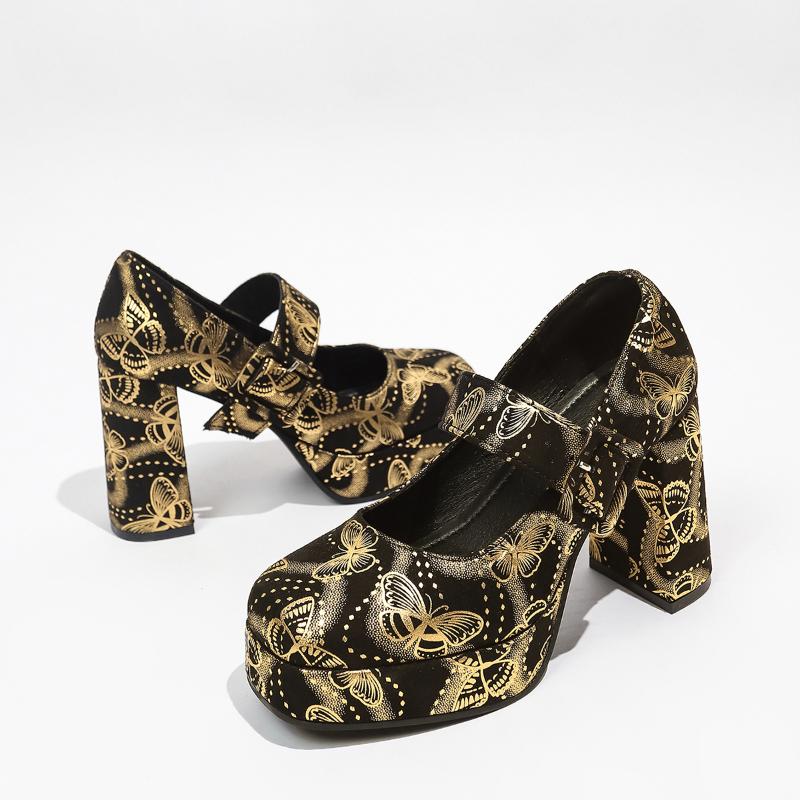 Mode 2025 Mode Flache Damen High Heels Neu Übergröße Druck Party Bestseller Heißer Verkauf Runde Zehe Schnallenriemen High Heels