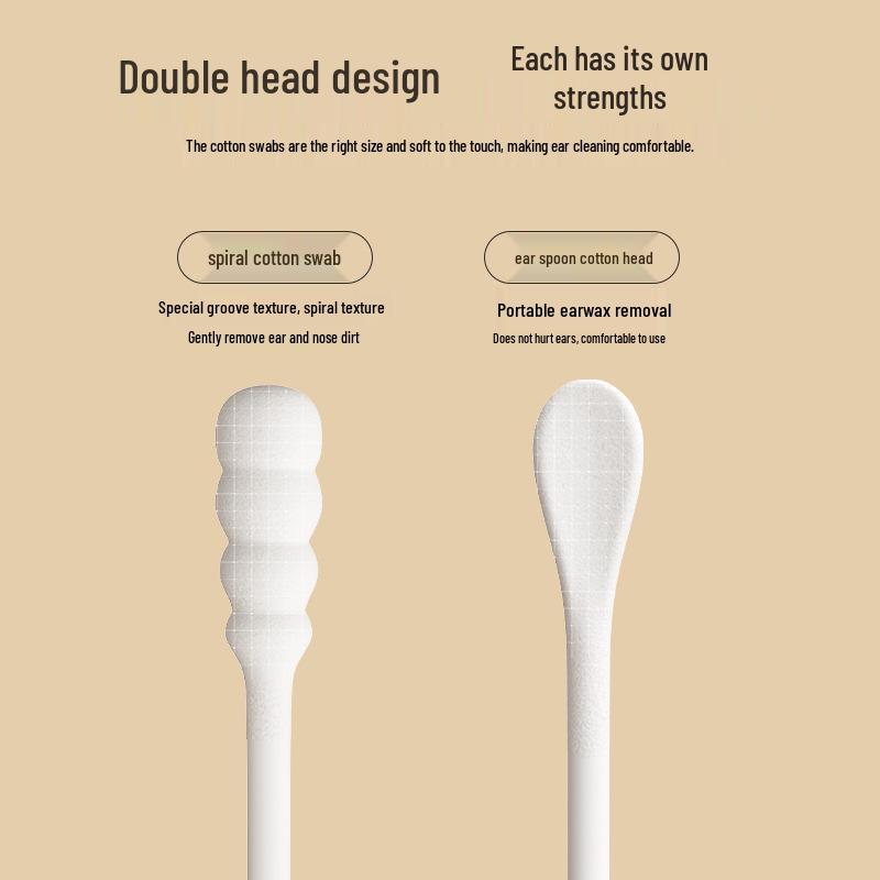 Eco-Friendly Double-Ended Cotton Swabs: Lint-Free, Flexible, Paper Handle, Boxed for Multi-Purpose Ear Cleaning & Home Use
