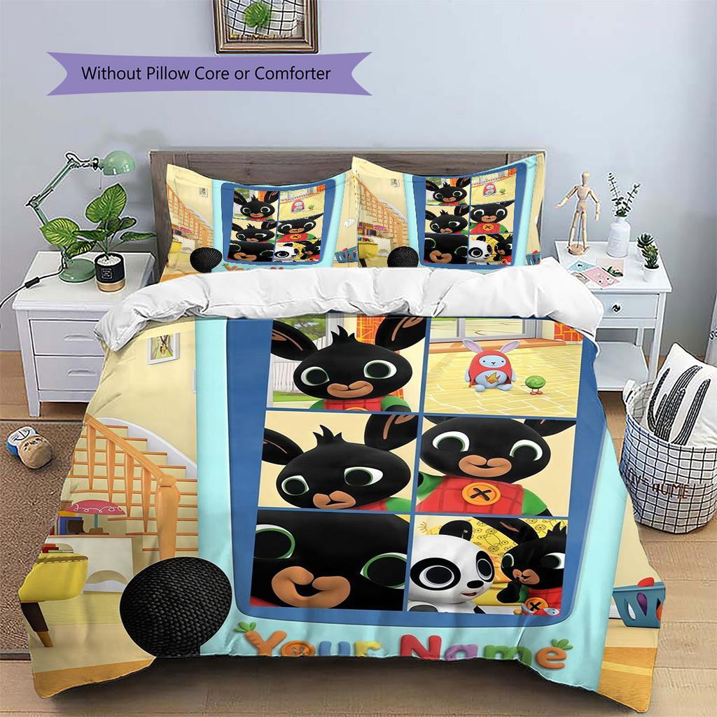 Bing Custom Name Pattern Bedding,Quilt Set Quilt Cover Pillowcase Home Birthday Gift(1 * duvet cover + 2 * pillowcase, without core)