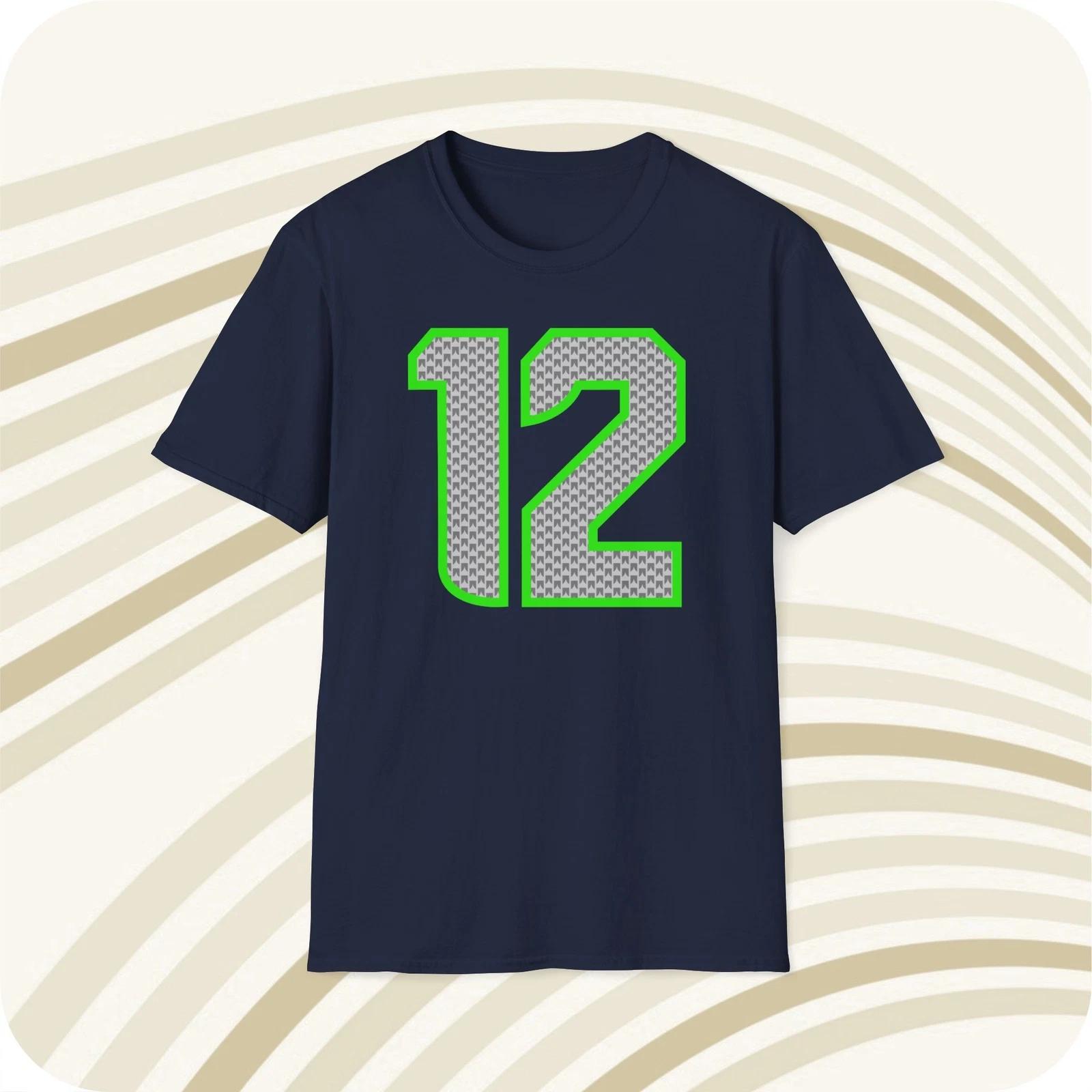 Throwbackmax Seattle Seahawks 12th Man NFL Jersey T shirt - Front & Back Print L