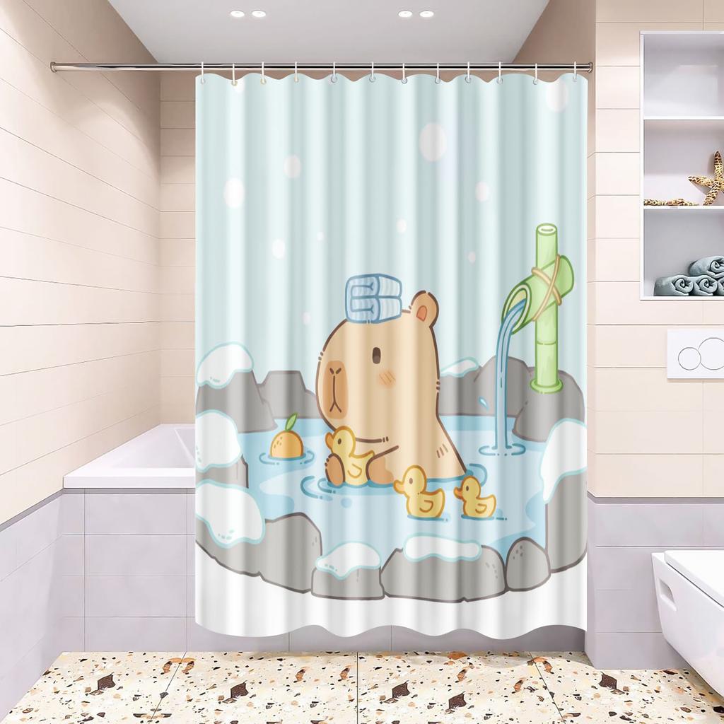 Kapibara Badrumsgardiner Tillbehörssatser Lyx Duschdraperi Bad & Saker Söt Vattentät Rolig Anime För Vardagsrum