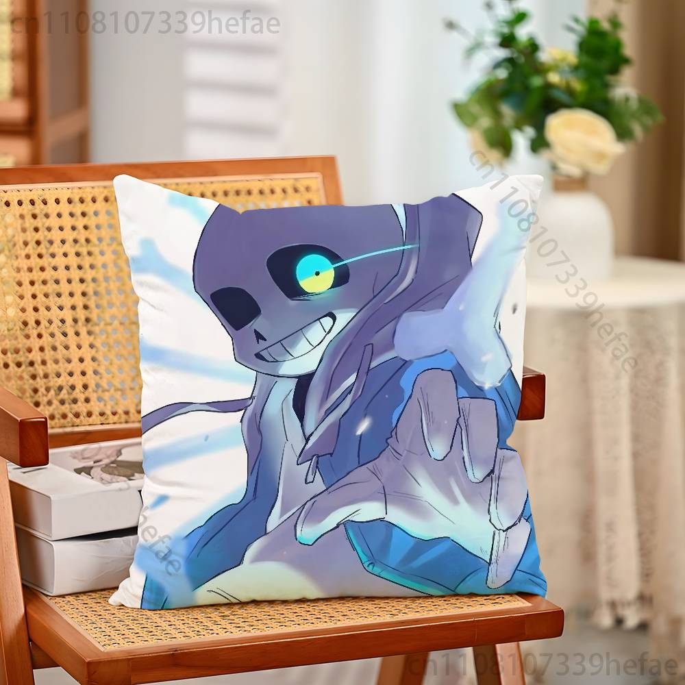 UUndertaleS Sans Pillow Case Plush Pillow Cases Home Decoration Pillow Cover for Sofa Bed Chair Living Room