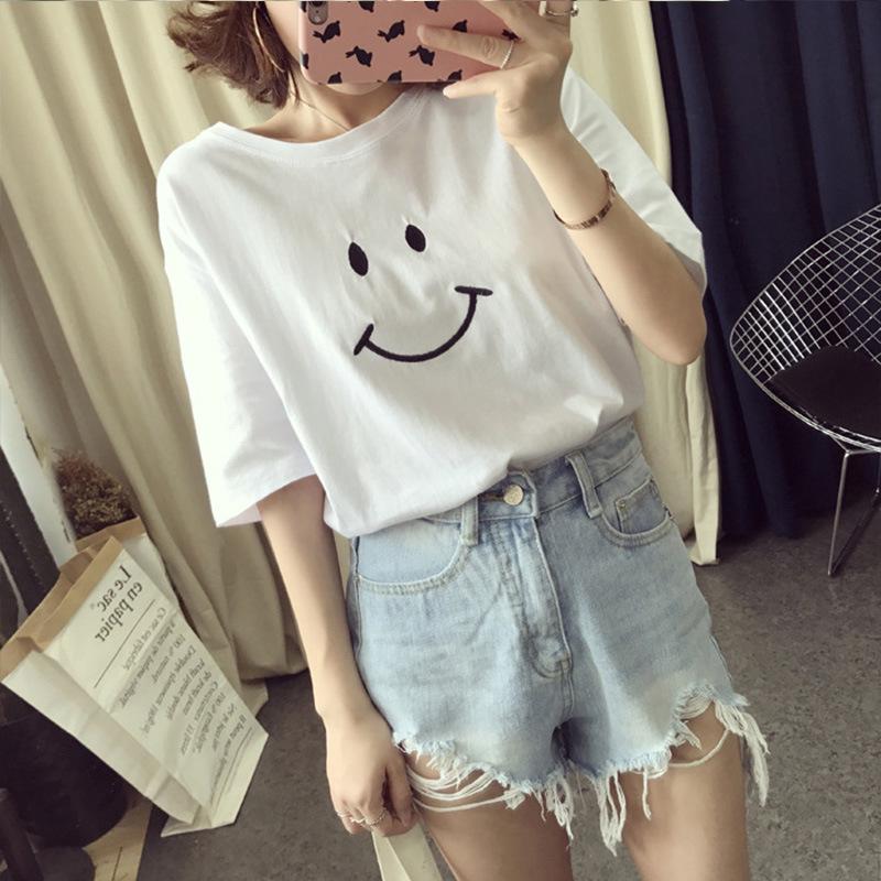 New Summer Korean Style Student Women's Short-sleeved T-shirt for Female Students' Clothes Loose Top Base Shirt for Women