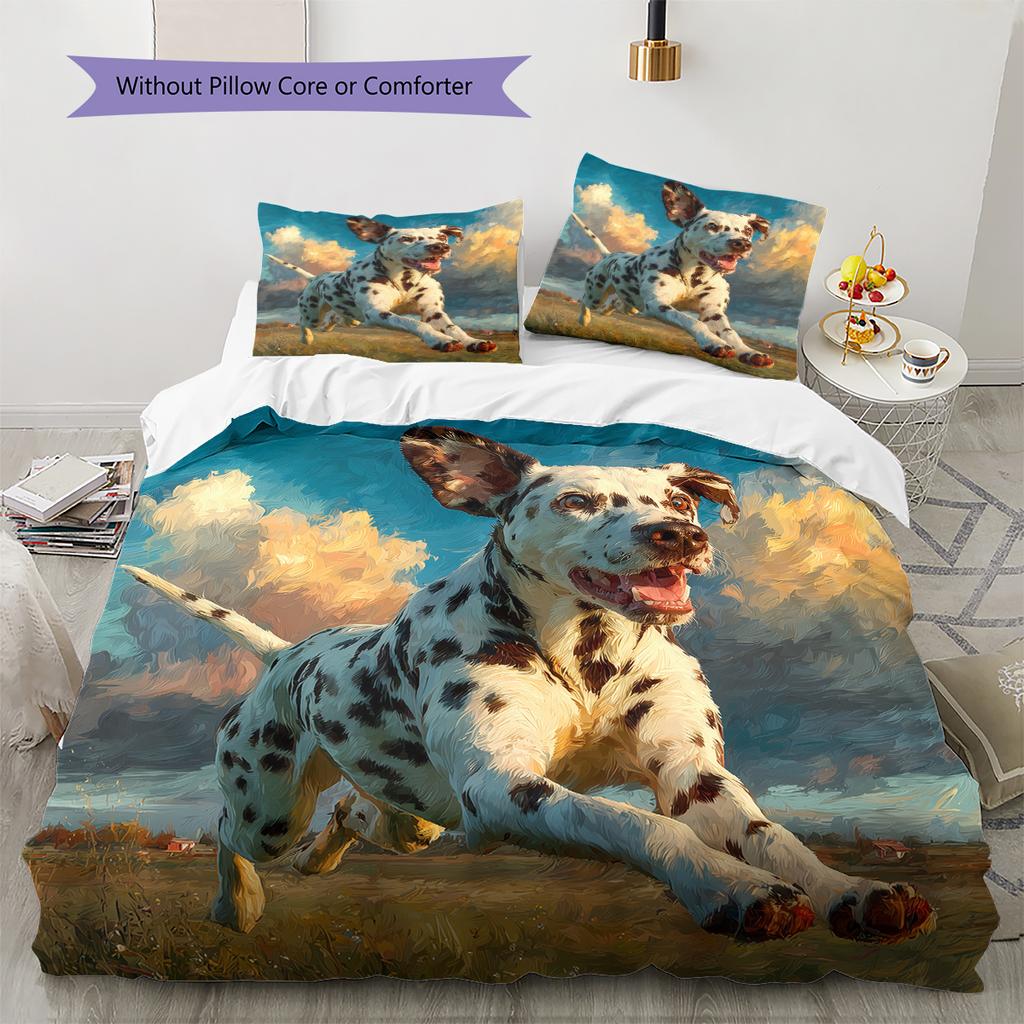 Biancheria da letto con motivo dalmata sull'erba Decorazione per la casa Regalo di compleanno (1 * copripiumino + 2 * federa, senza nucleo)