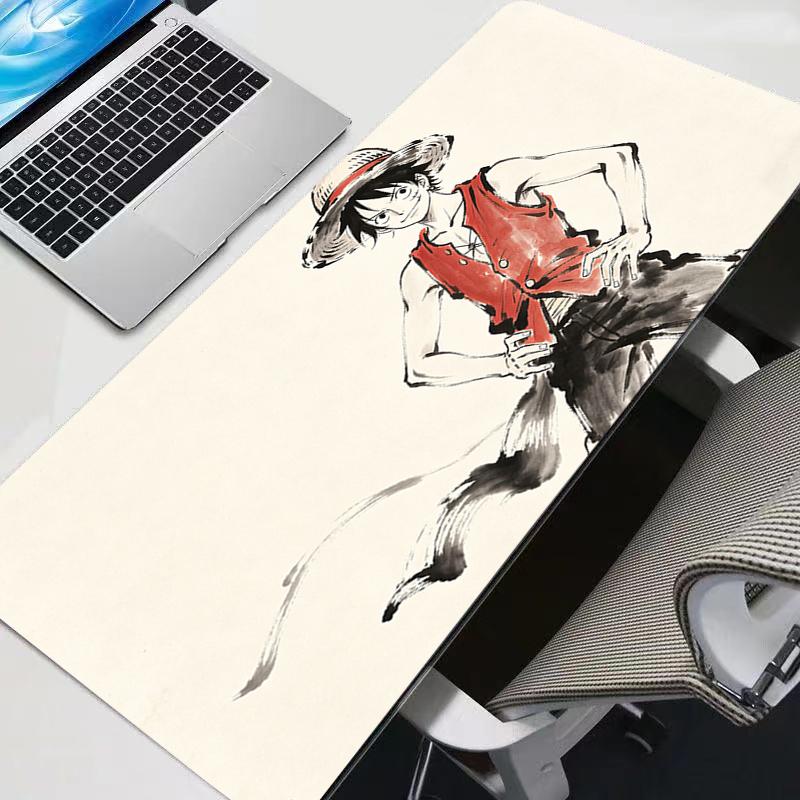 Gaming Mousepad One Piece Luffy Ink Wash Painting Computer Rug Gamer Mouse Pad Natural Rubber with Locking Edge Gaming Mouse Mat