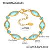 Women Luxury Shiny Crystal Glass Bracelet Stainless Steel Gold Plated Jewelry