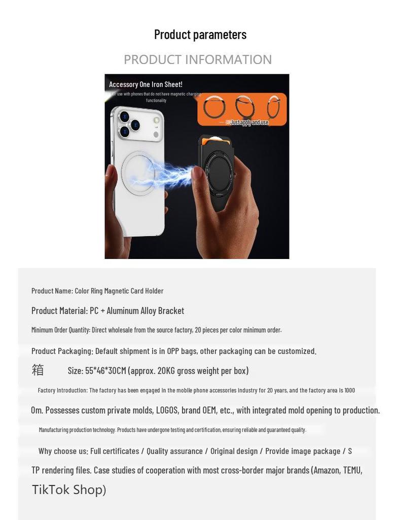 MagSafe Card Holder with 360° Rotating Bracket for iPhone