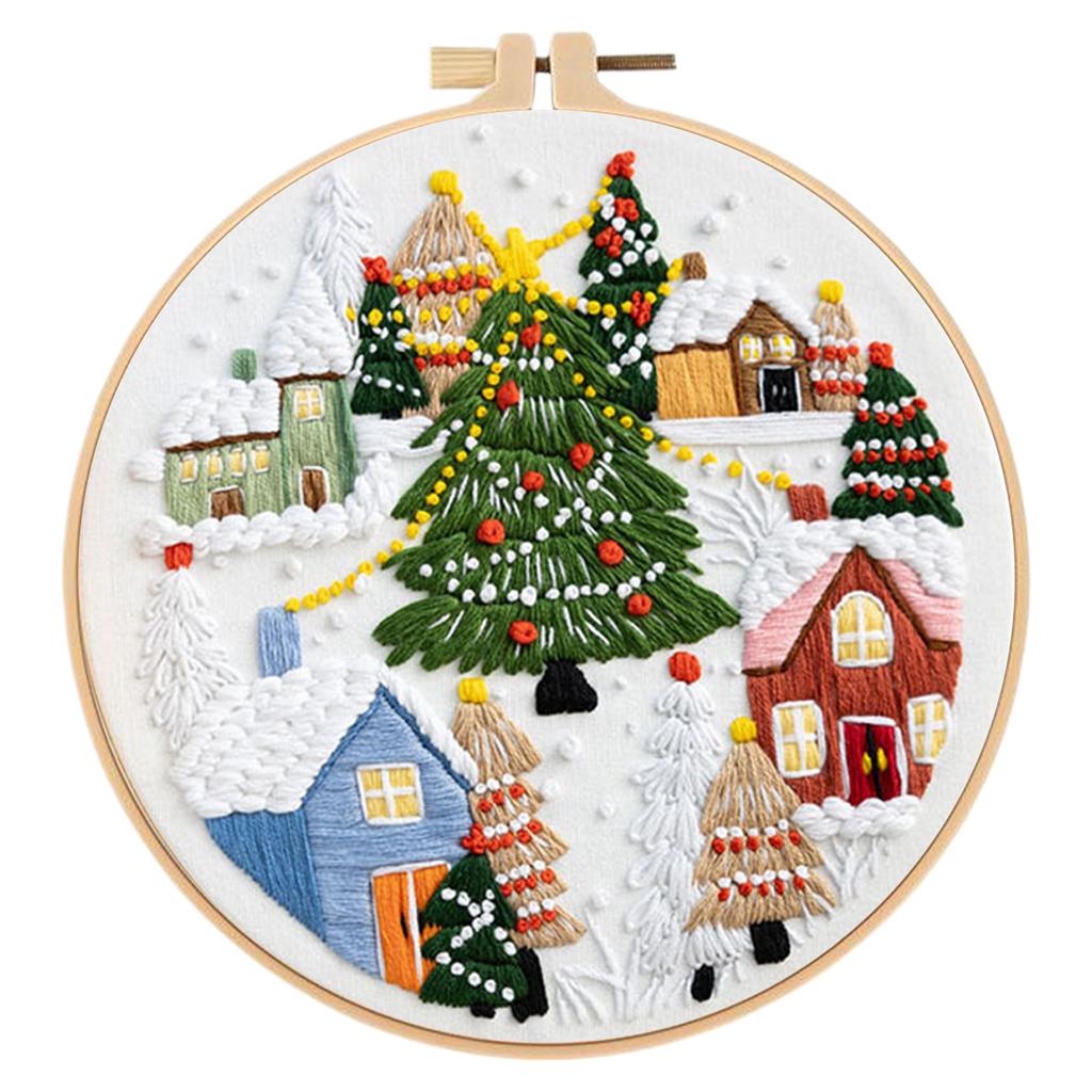 Cross Stitch Needlepoint Kit with Needle Thread Instructions Christmas Series Craft Needlework Multi-Purpose for Adults Beginner