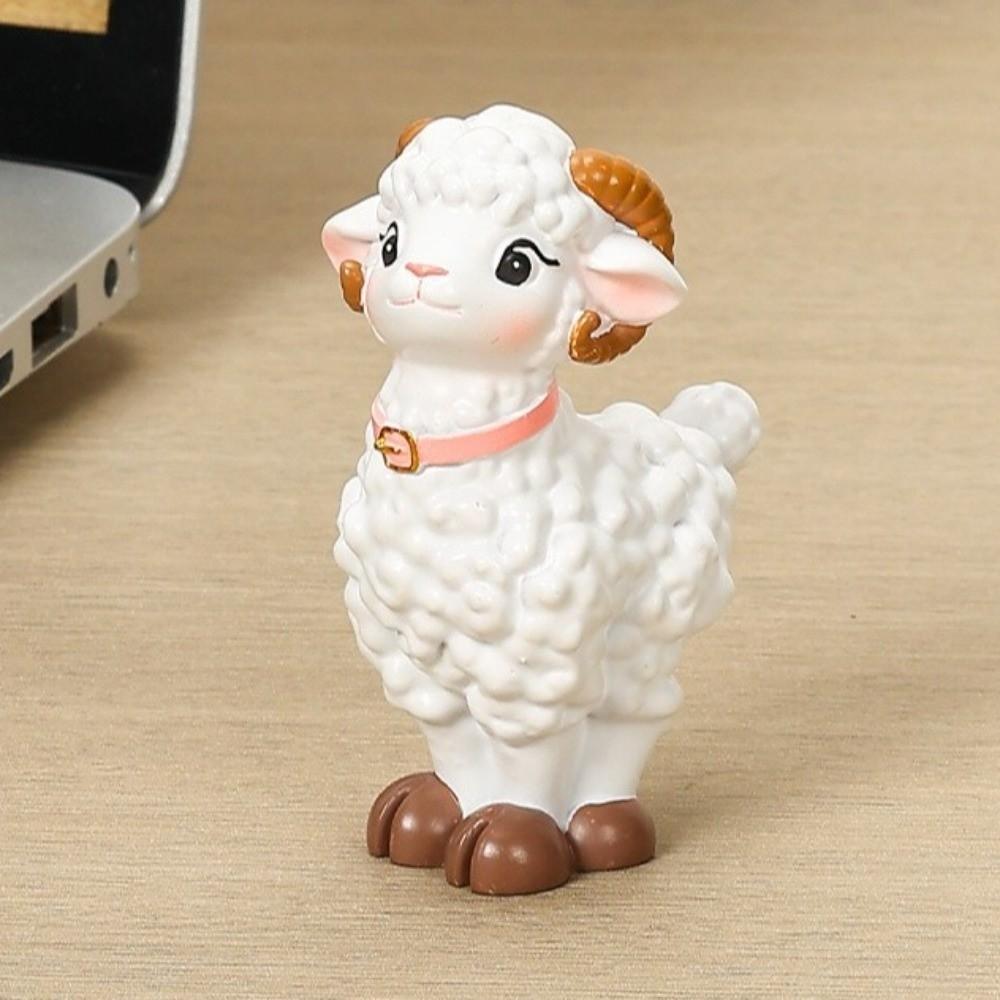 Cute Resin Sheep Figurine Cartoon Animal Figurines Lightweight Sheep Ornament  Year of The Sheep