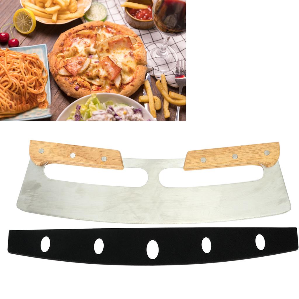 Profesionální kráječ na pizzu z kalené nerezové oceli potravinářské kvality, ruční nůž na pizzu s ochranným krytem