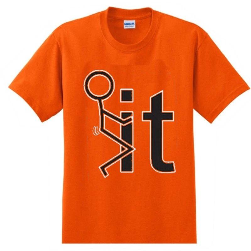 Fuc*K-IT  / SCREW IT STICK FIGURE T Shirt Orange Tee do it FUK Joke M
