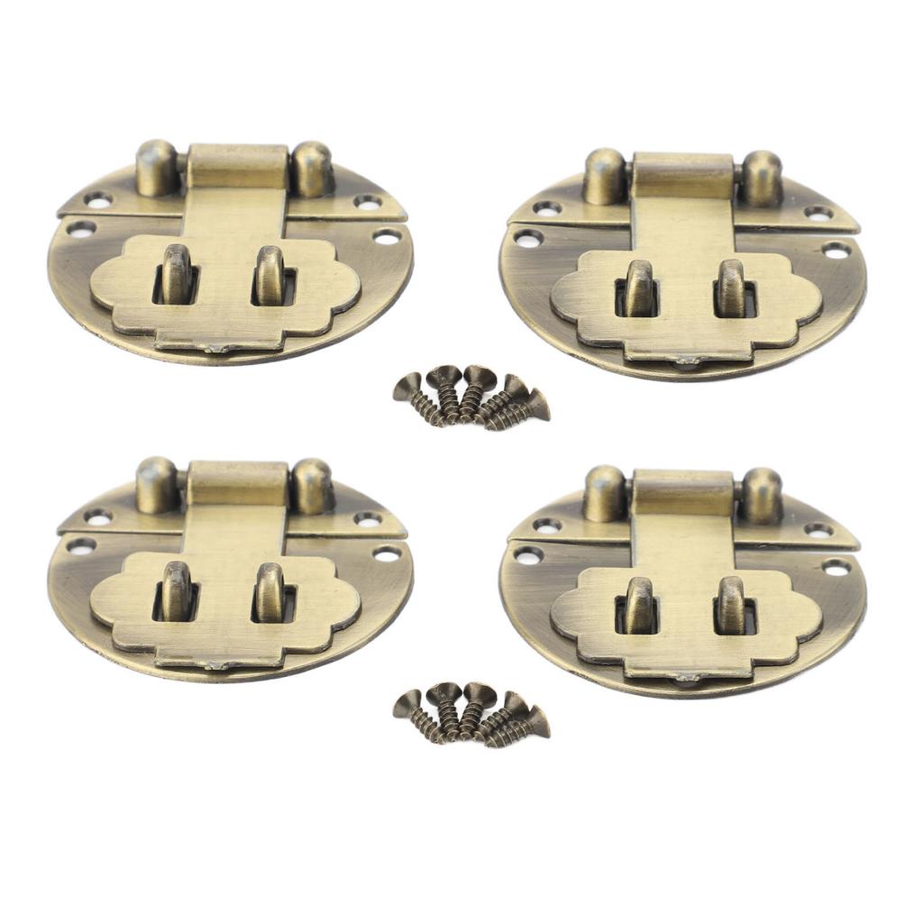 Vintage Hasp Latch Set Double Hole Circular Lock Latch for Wooden Case Jewelry Box Handicrafts
