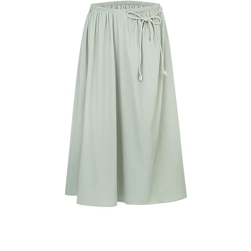 MONOVICH Women s Drawstring Elastic Waist Midi Skirt S
