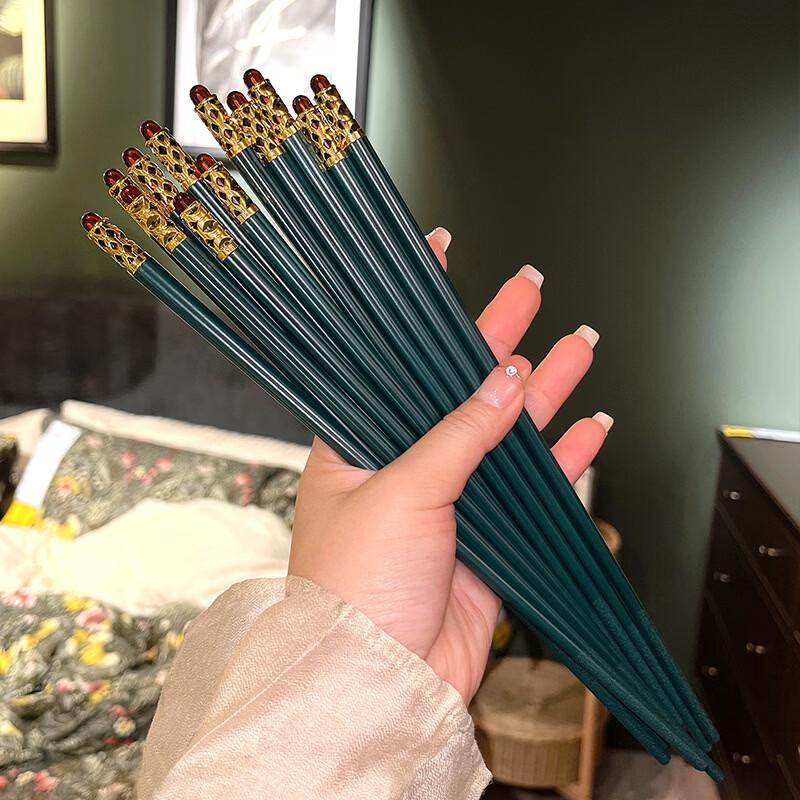 Nordic Style Dark Green Gold Chopsticks
