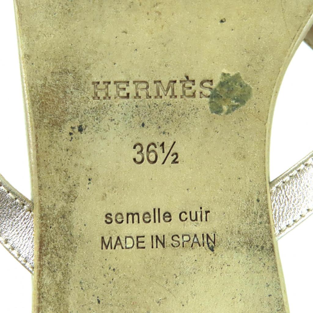 Great HERMES Sandals Medor Leather Thong Metal Pink Leather Women 36.5 Used