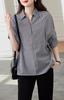 Summer Blouse for Short Checkered Loose Henley for Office for Casual [H. Zroy] Women, Shirt, Sleeve, Top, Pattern, Turn-down Collar, Fit, Slimming,