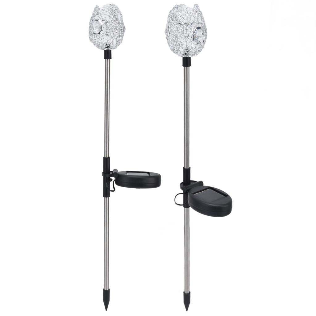 2Pcs Garden Solar Lights LED RGB Fast Charging Petal Design Easy Installation Outdoor Solar Lights