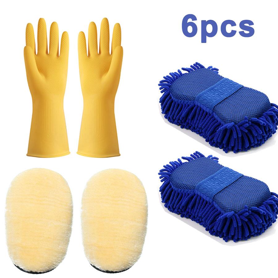

6pcs Car Wash Mitts Ultra Absorbent Car Sponge Glove Cleaner Wash Mitts for Car синий