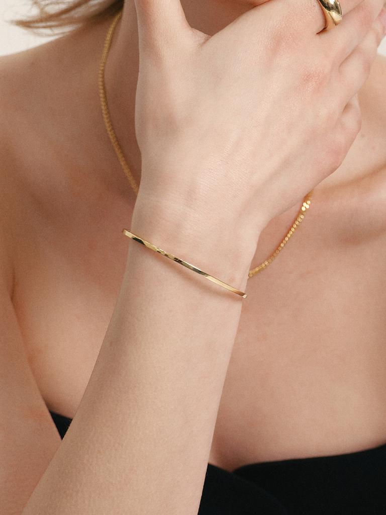 Lunne Silver 925 Flat Edge Bangle Bracelet #Lsb21