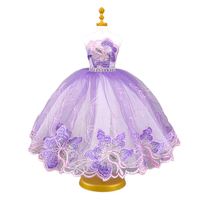 

Бальное платье с трехслойной юбкой для куклы Барби фиолетовый/розовый