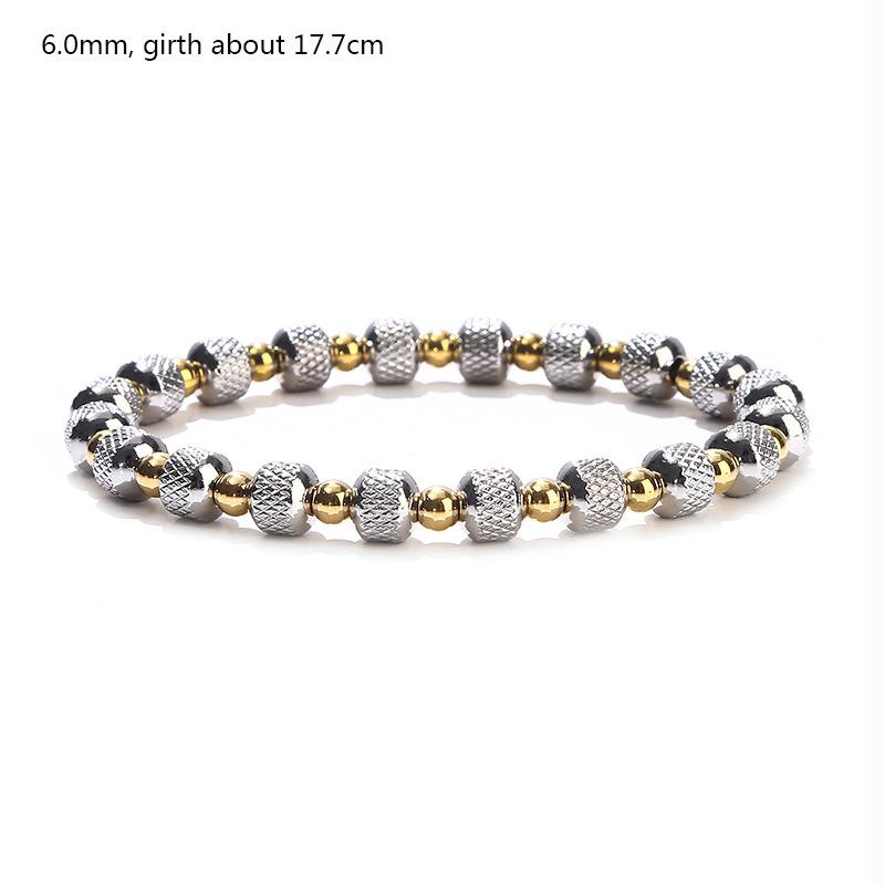 Couple Stainless Steel Stretch Bracelet Mixed Color Grid Beads Waterproof Durable Non-Fade Wristband