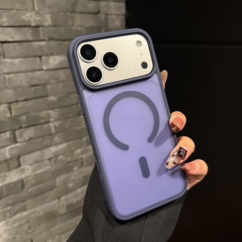 Alloy Lens Frame Matte Case for iPhone 17 16 15 14 13 12 11 Pro Max 17E Air 16E Hybrid Magnetic Charge Shockproof Hard Cover