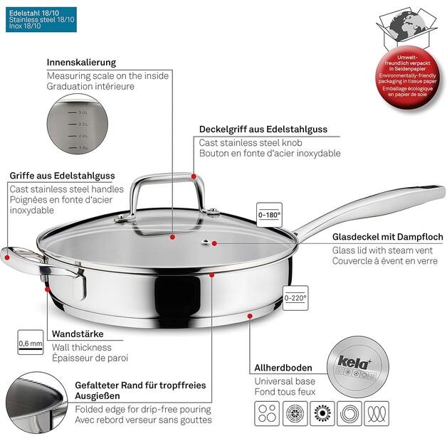 Kela Flavoria Frying Pan with Lid 24 Cm (10185)
