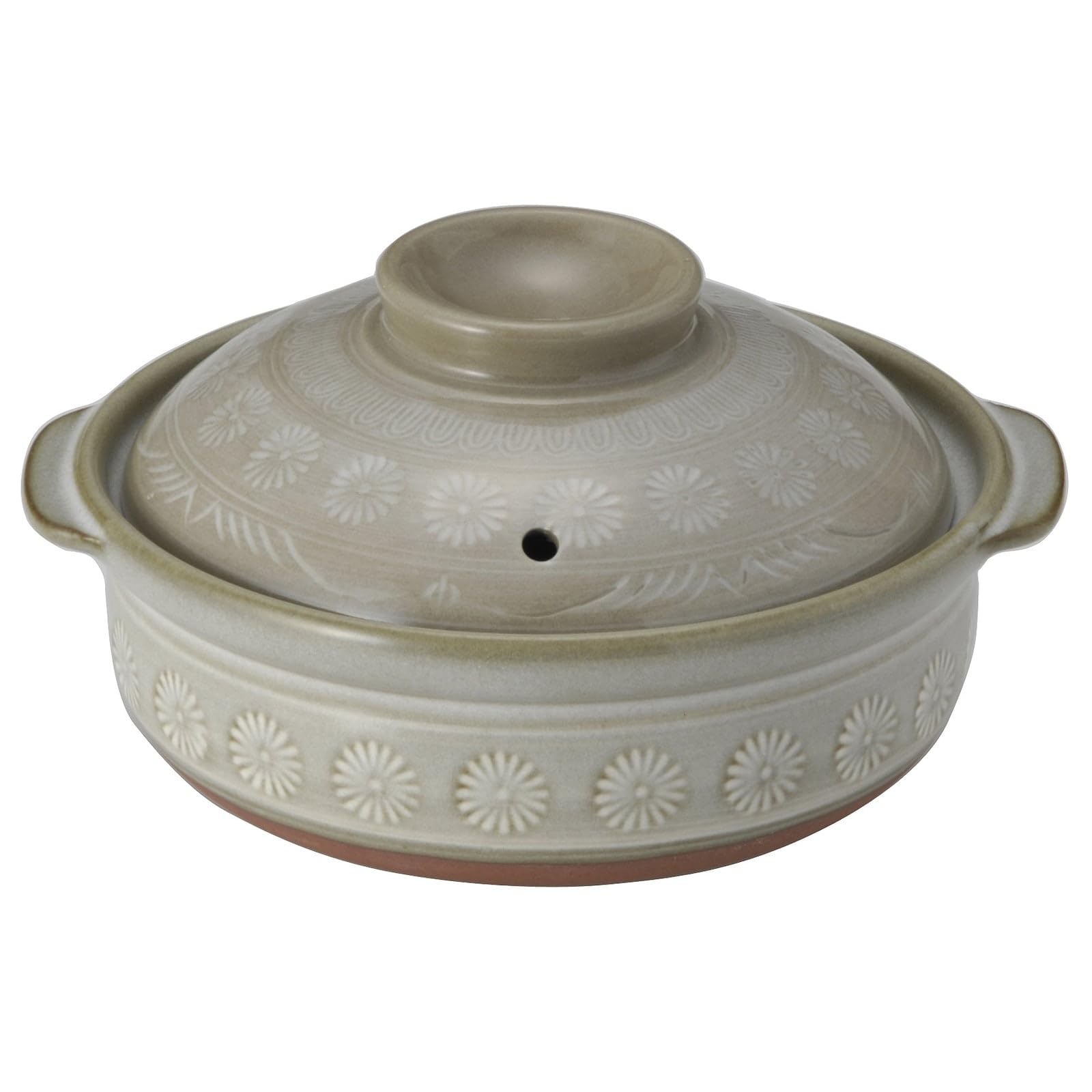 

Genuine Product] Banko Yaki Ginpo Earthen Pot (Deep Pot) Size 7, For 1-2 People, Hanamishima, Open Fire Compatible, Heat Retention, Made in Japan 2