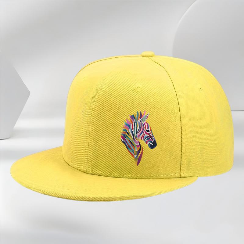 Colorful Abstract Zebra Head Black Snapback Baseball Cap Streetwear Adult Casual Adjustable Sporty Hat