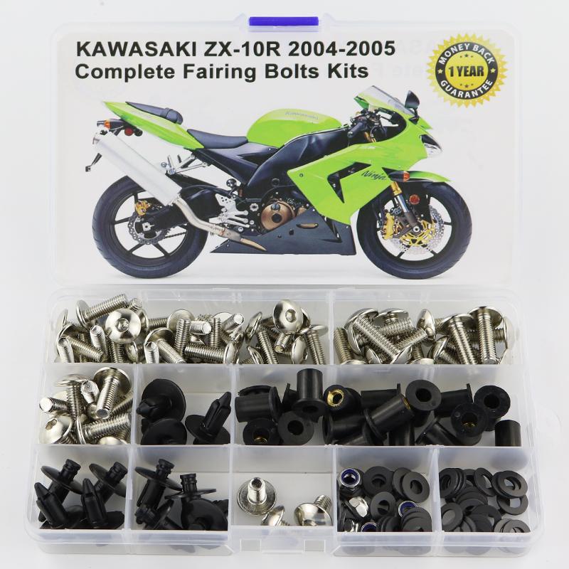Passend für Kawasaki ZX10R ZX-10R 2004 2005 Kompletter Vollverkleidungs-Schraubensatz Muttern Verkleidungsclips ZX10R 2004-2005 Kit