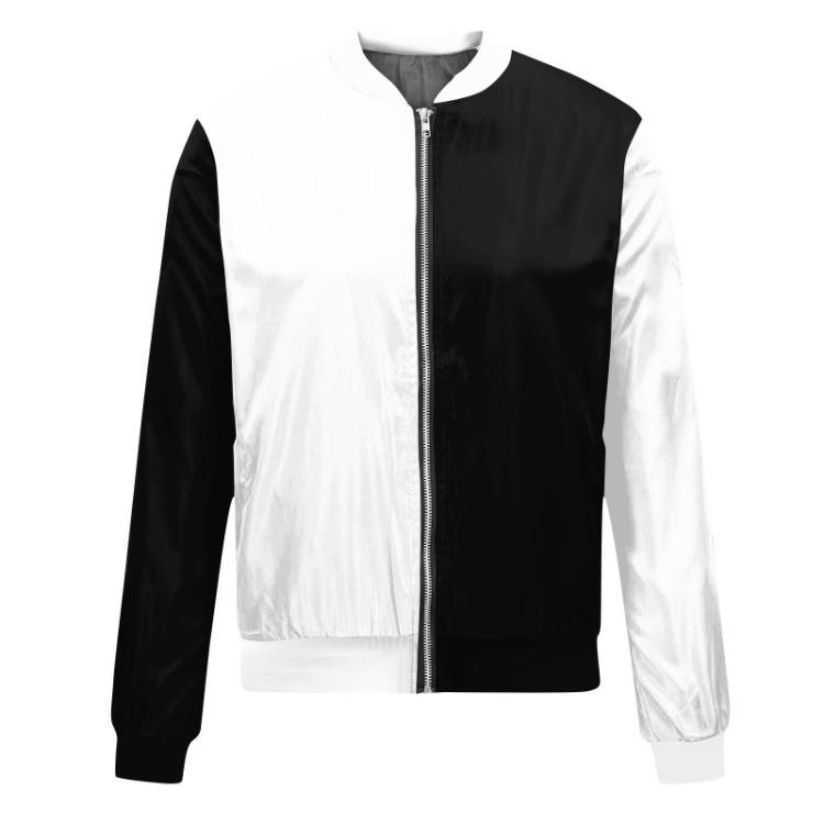 Print Round Neck Casual Long Sleeve Zipper Jacket Fashionable Women