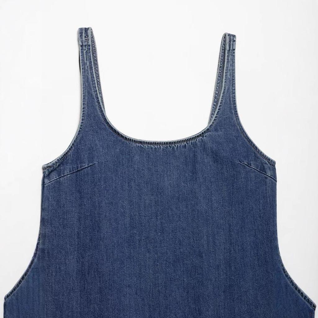 2025 Spring Fashion: European & American Style Women's Pleated Denim Dress