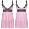 Mens Sissy Lingerie Pajamas Outfits See Through Lace Mini Dress with Thong Teddy Chemise Babydoll