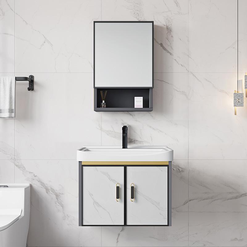 Luxury Space Aluminum Bathroom Vanity with Integrated Ceramic Basin for Compact Spaces
