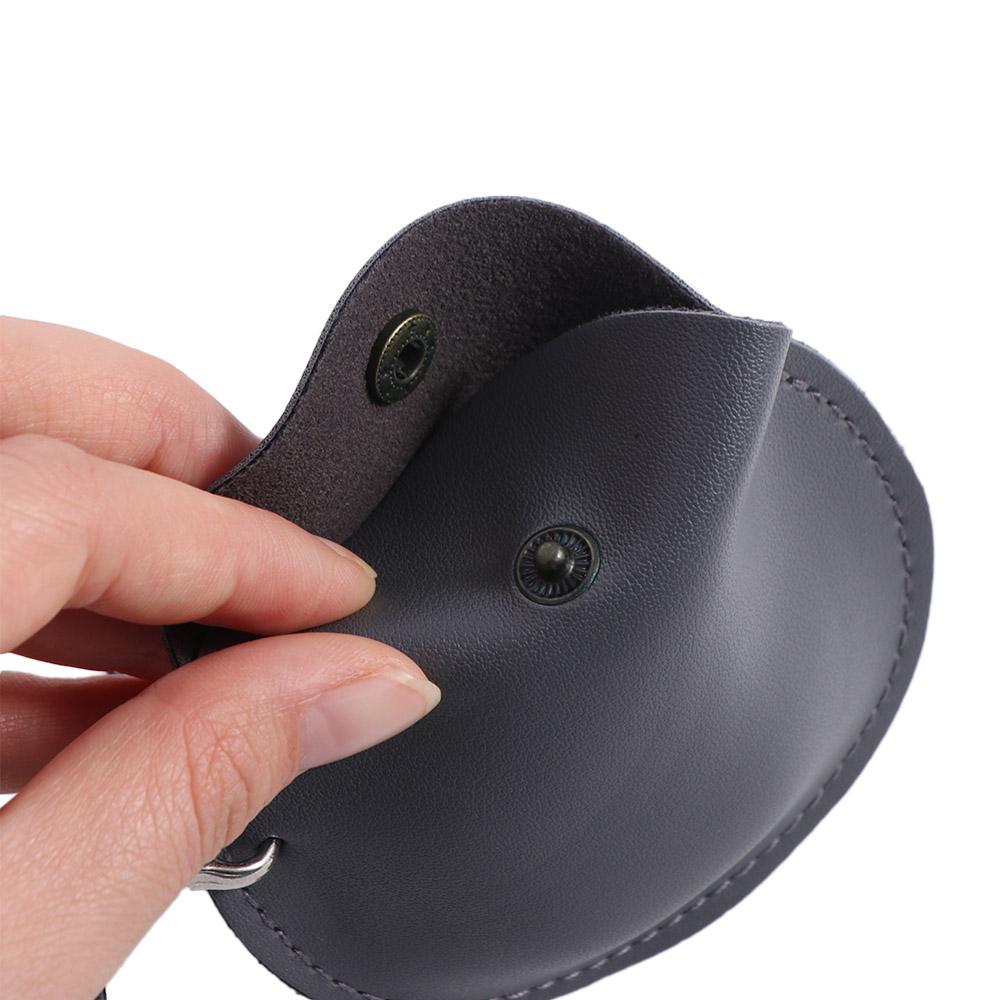Round Hanging Neck Earphone Bag PU Leather PU Leather Coin Purse Small Key Case  Outdoor