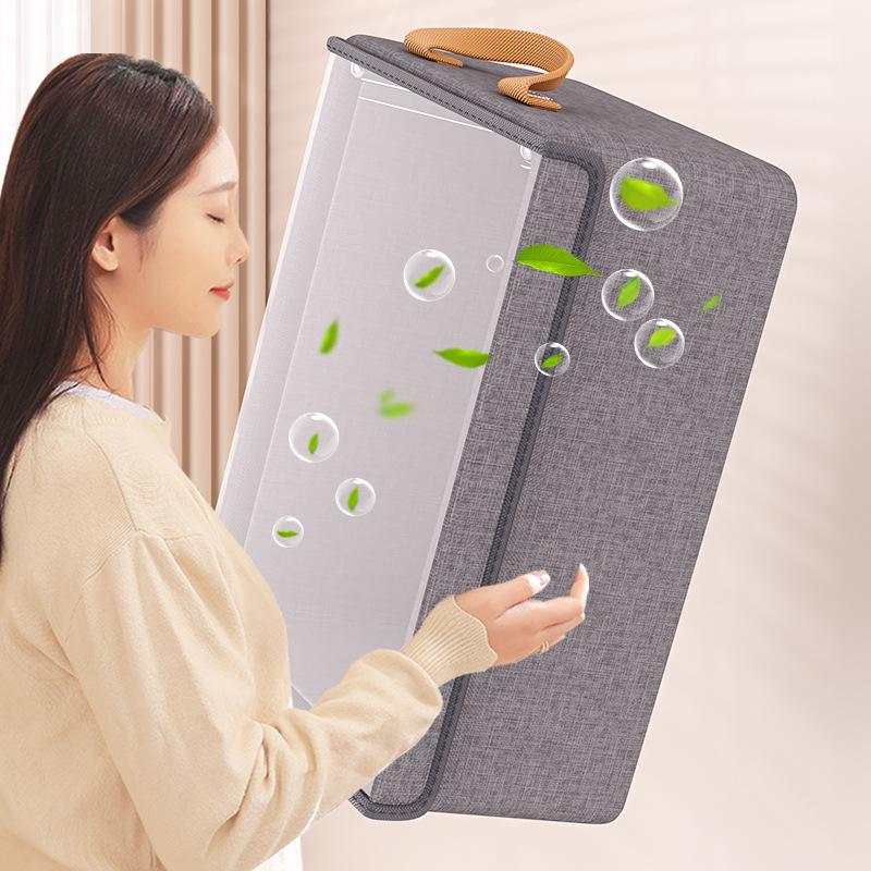 Cationic Fabric Clothes Storage Box with Lid and Steel Frame