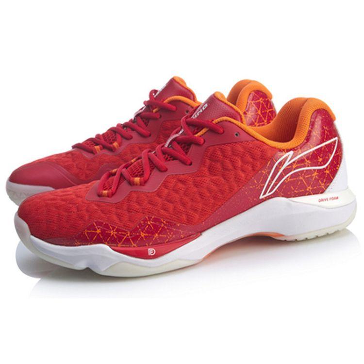 Li Ning Attack Pohodlné Všestranné Tlumící Lehká Protiskluzová Podpora Nízké Badmintonové Boty Unisex Teniska Červená AYZQ007-1