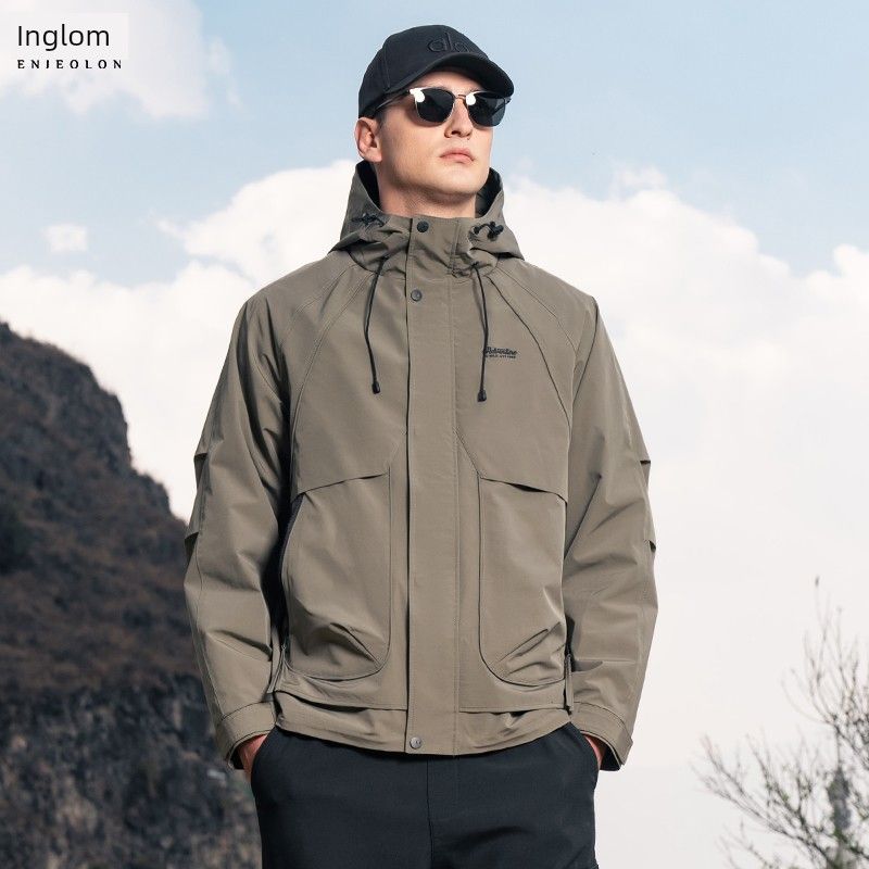 Yingjuelun Urban Light Outdoor Hooded Work Jacket for Men 2025 Autumn and Winter Windproof Mountaineering Functional Windbreaker