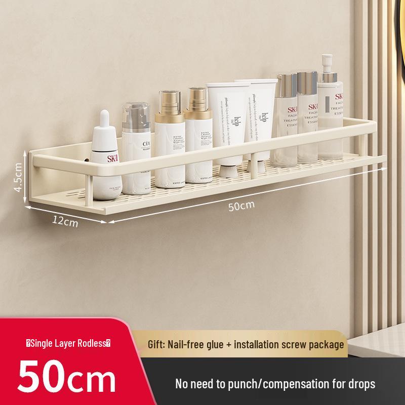 Luxury Wall-Mounted Bathroom Shelf with No-Punch Storage Rods