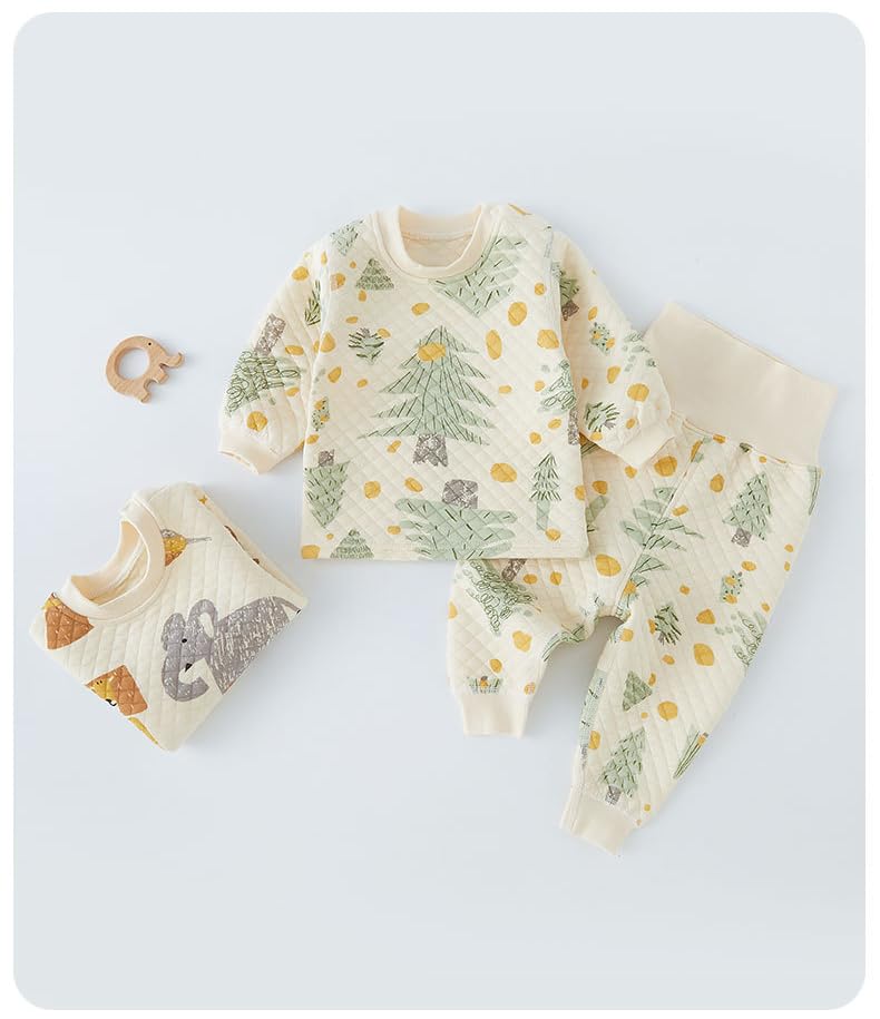 Pajamas Baby Clothes Girls Clothes Belly Wrap Girls Boys Spring Autumn Winter Clothes Thick Cotton Long Sleeve Girls Loungewear Sleepwear Top and