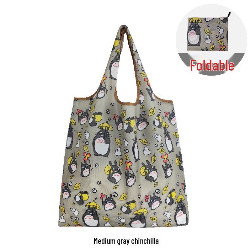 Medium Foldable 210D Oxford Cloth Shopping Bag, Convertible to Shoulder or Handbag, Ideal for Groceries and Camping