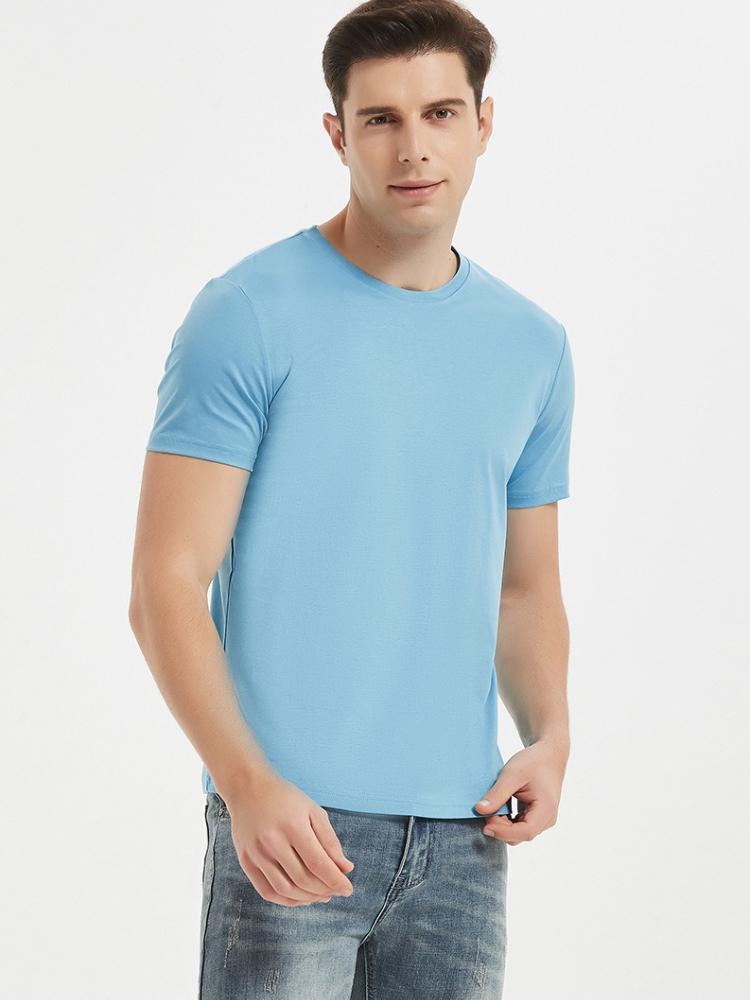 Męski T-shirt 80-count Dwustronnie Merceryzowany Bawełniany Biały Amoniak Czysta Bawełna Krótki Rękaw Casualowy Dekolt Okrągły dla Mężczyzn Lato