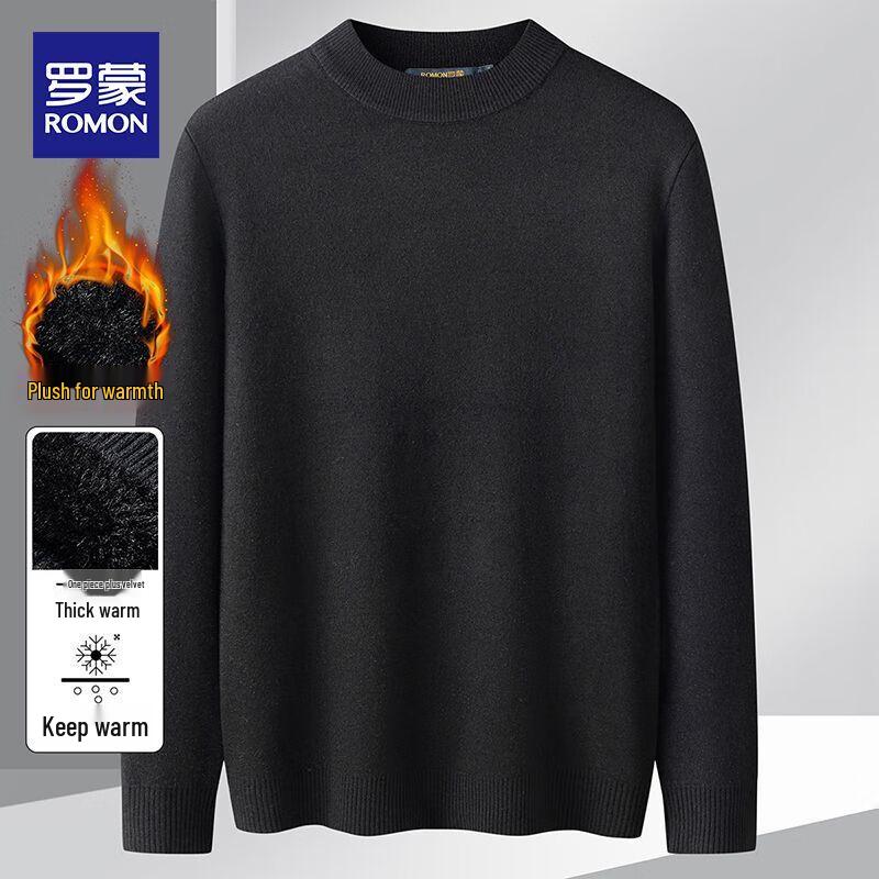 

Romon Men s Fleece-Lined Crew Neck Thermal Sweater XL