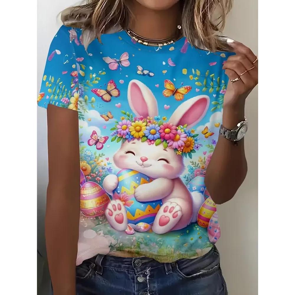 Daily Breathable Animal Print Top Women's Versatile Short-sleeved Fashion Loose T-shirt Comfortable T-Shirts Women’s