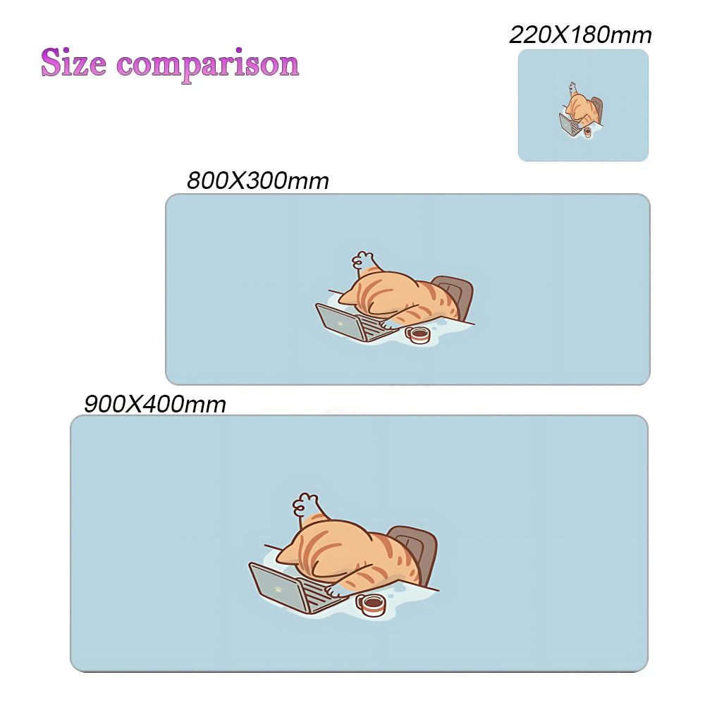 Cute Lazy Orange Cat Mouse Pad Large Computer Office Game Table Mat Rubber Anti-slip Stitched Keyboard Mats 90x40 XXL Desk Pads