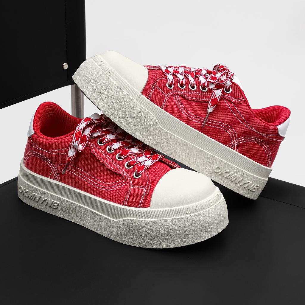 Men Canvas Thick Sole Board Sneakers Breathable Height Boost Casual Shoes for School Walking Travel and Streetwear Sizes 39-46