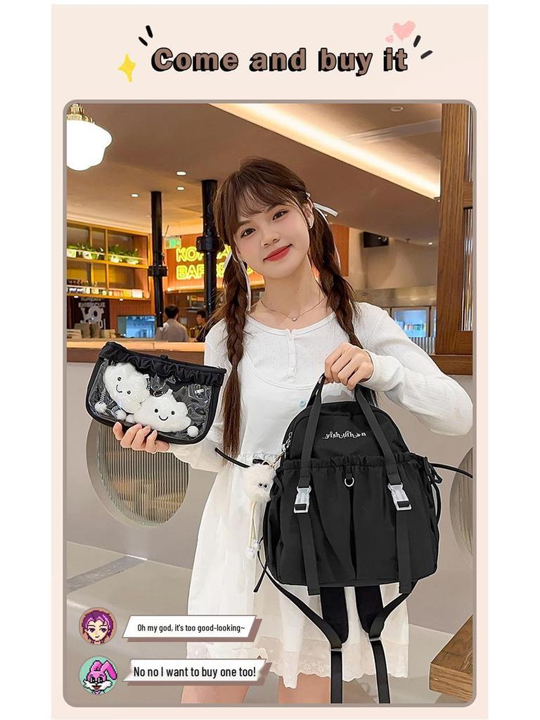 Student Rucksack mit großem Fassungsvermögen, lässig, mit Cartoon-Anstecknadeln, für Reisen und Schule