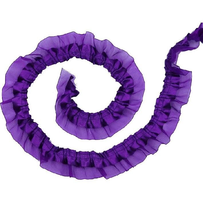 YYCRAFT Pack of 5y Two Tone Satin Organza Lace Edge Trim 1.5" Wedding Ribbon Sewing (Royal)