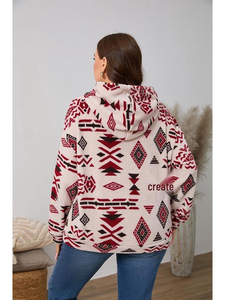 Neues Übergrößen-Doppelflanell-Kapuzensweatshirt Teddybär Plüsch Langarm-Pullover-Oberteil für Herbst/Winter