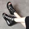 Leather Wedge Heel Platform Fish Mouth High Heels New Spring and Summer Casual Cool Boots Women's Hollow High-top Sandals